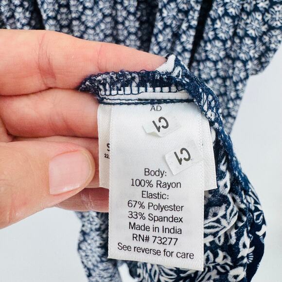 Croft & Barrow Navy Blue White Print Midi Dress 3/4 Sleeve Size 2X - Picture 8 of 12